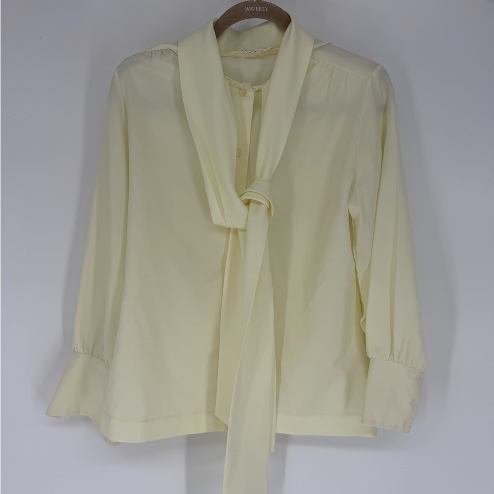 Elegant Cream Tie-Neck Blouse